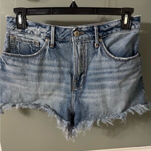 Good American Light Blue Distressed Cutoff Denim Shorts